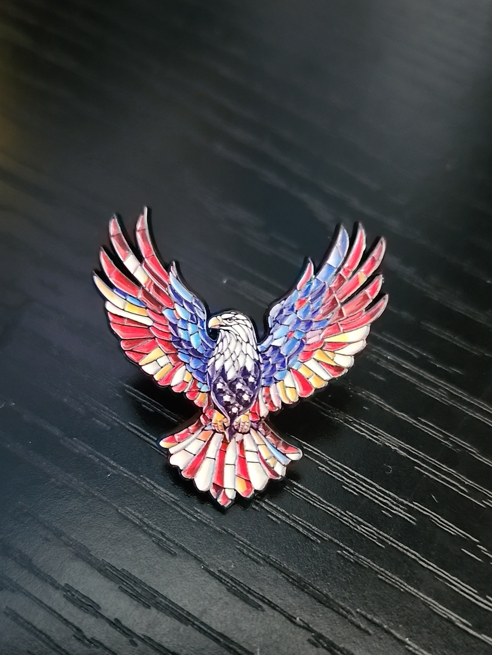 Patriotic Eagle Enamel Bird Pin - Multicolor